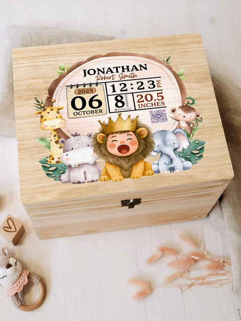 Safari Baby Memory Box – Personalized Jungle Birth Stats | Custom Photo & Name Keepsake  Etsy Title: